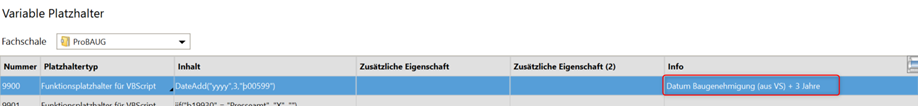 Beispiel für Infos zu einem Platzhalter